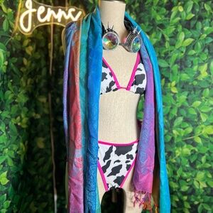 Electric Lotus Festival Pashmina – Teal & Purple Iridescent Scarf